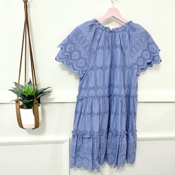 Cleobella Alma Embroidered Pointelle Mini Dress Sky Purple Size M - Picture 6 of 6